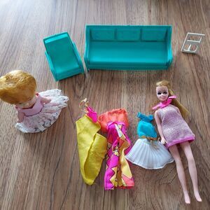 Vintage 70s Topper Dawn Doll Lot Furniture Clothes Hairpiece Shoes